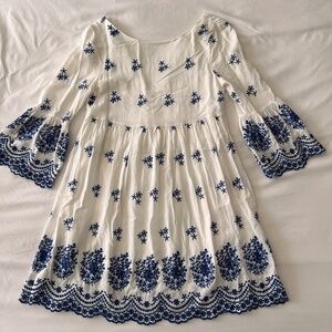 Lulu's White and Blue Floral Dress